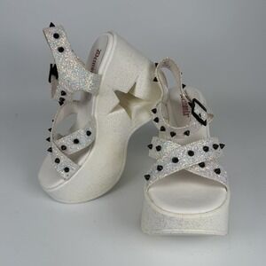 Pleaser Demonia DYNAMITE-02 5 Inch Star Cutout Platform Wedge Ankle Strap Sandal